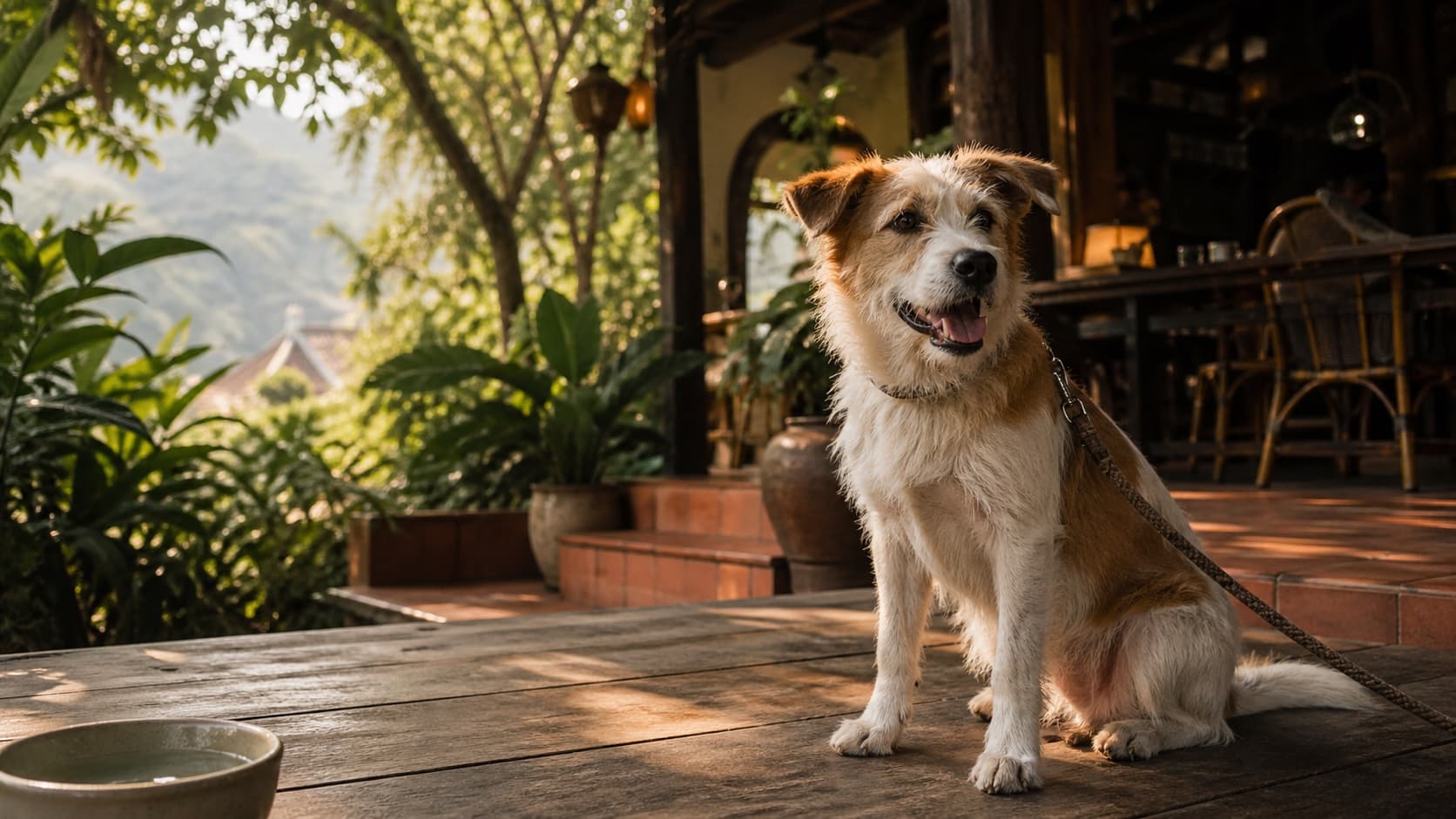 Happy dog enjoying Chiang Mai